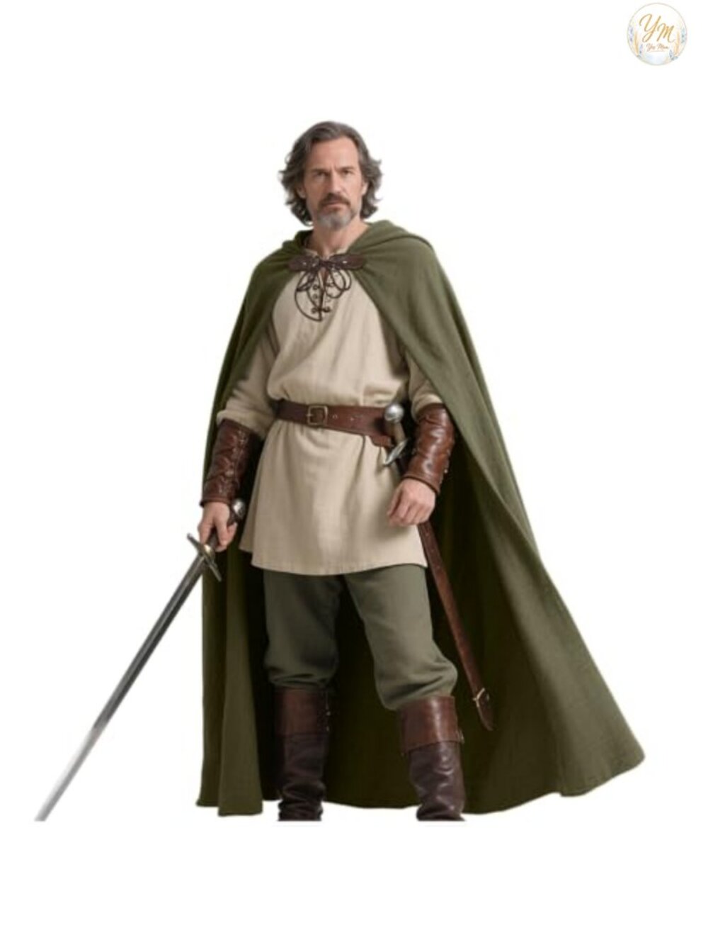 Linen Hooded Cape Medieval Cloak Ren Faire Cosplay Unisex